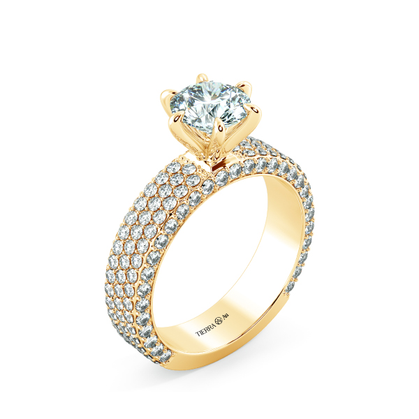 Solitaire Pave Engagement Ring with Large Band NCH1205 4